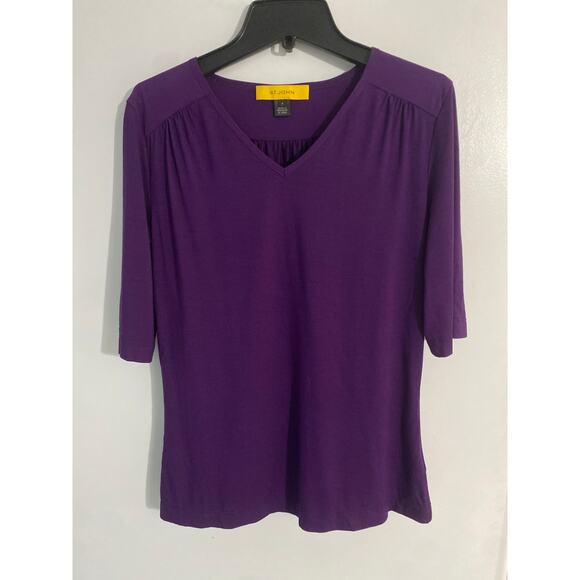 St. John knit top women’s size P (small) dark purple luxury classic designer - Picture 1 of 6